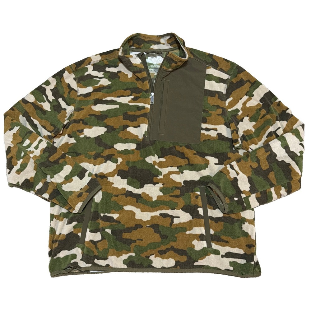 Duluth Trading Fleece Pullover Mens XL Camo Quarter Zip Relaxed Fit Chest Pocket